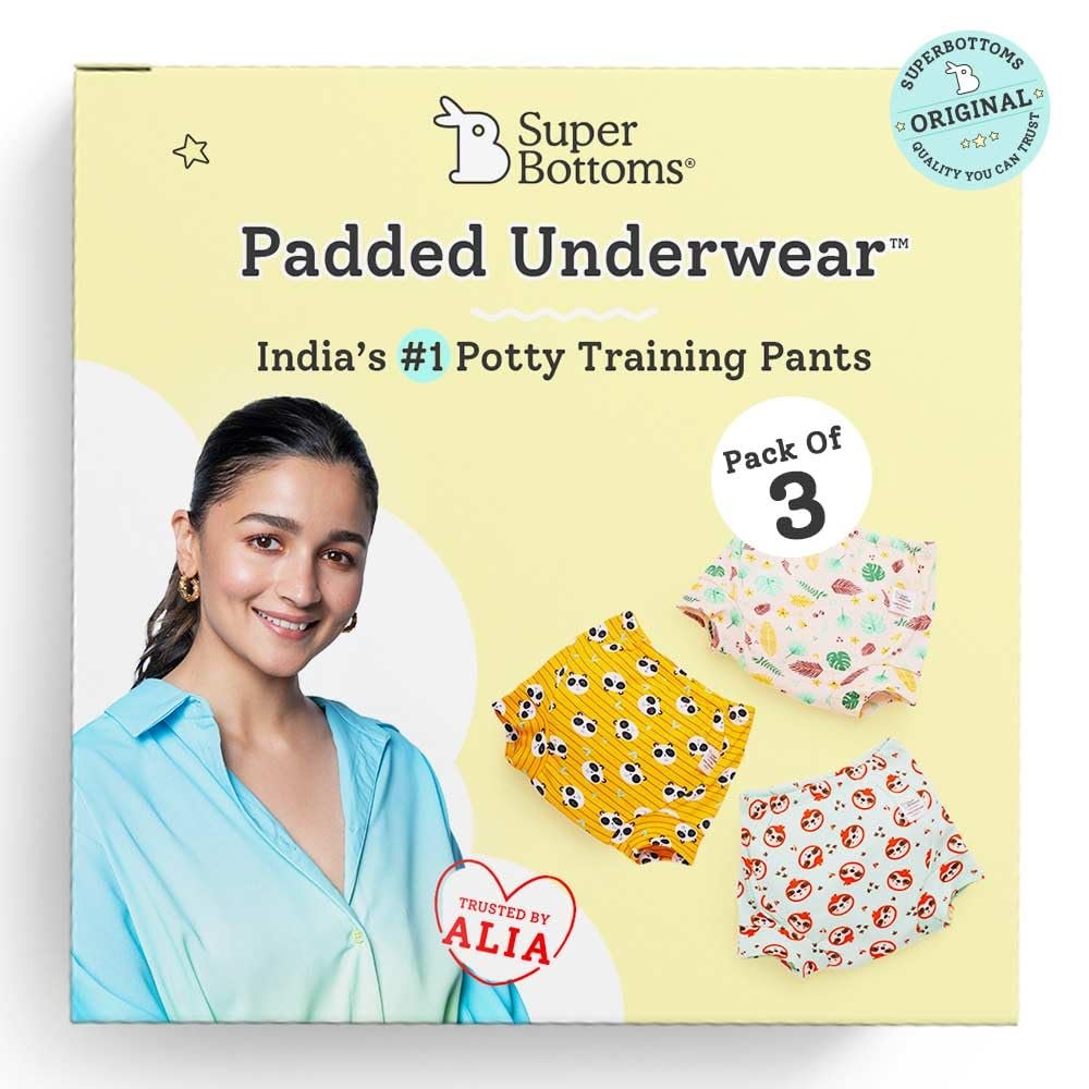 superbottoms Padded Underwear for Babies & Toddlers, 3 Layers of Premium Cotton & DryFeel Layer, Ideal for Diaper-Free Time & Mess-Free Potty Training Pants, Pack of 3